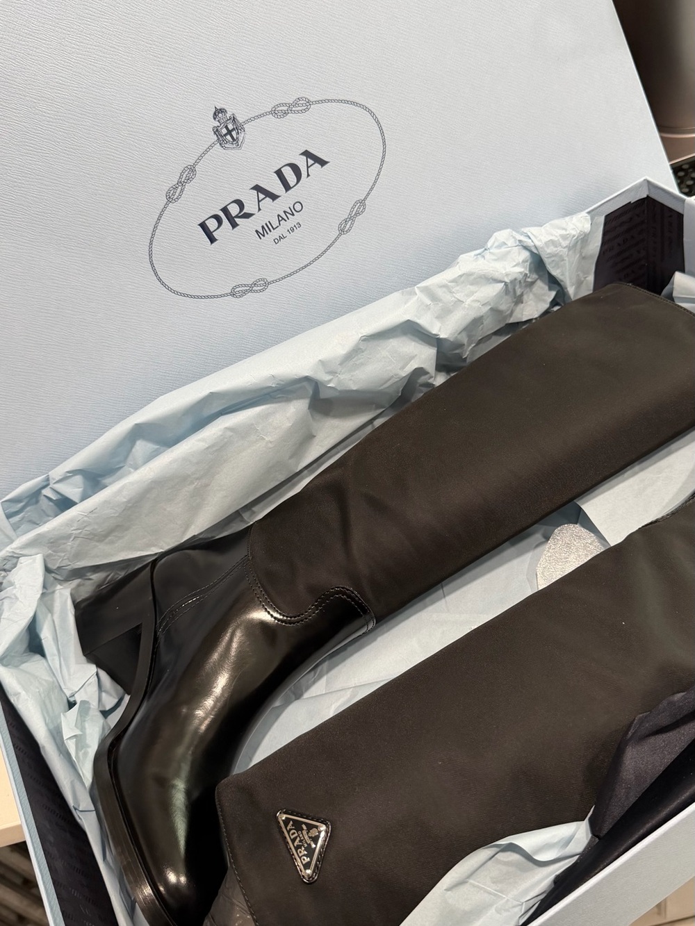 Prada Black nylon and Leather Boots - Picture 3 of 5